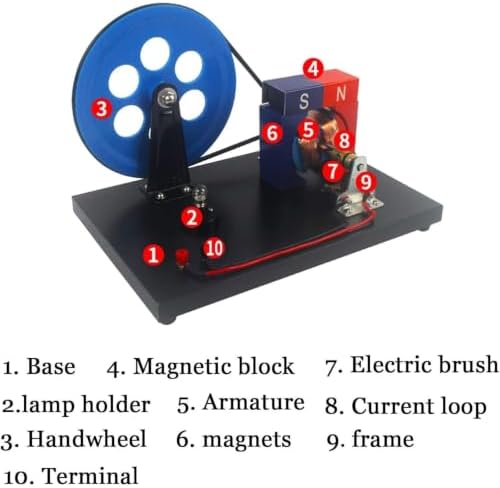 Hand-Crank AC and DC Generator Model Physics Faraday Hand-Crank Generator Electromagnetic Electricity Generation Teaching Instrument Hand Cranked AC and DC Generators Wooden Bottom Plate - Image 3