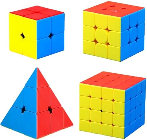 CFMOUR Speed Cube Set - Stickerless 2x2 3x3 4x4 Pyramid Magic Cubes Bundle by EnjoyaGreenLife
