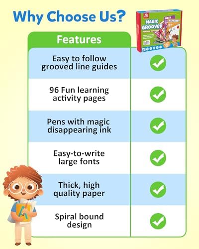 Coogam 6Pcs Magic Grooved Writing Practice for Kids, Grooved Handwriting Copybook with Pens, Learn to Write Number Letter Tracing Workbook for Kids Age 3-8 Preschool Learning Activities - Image 6