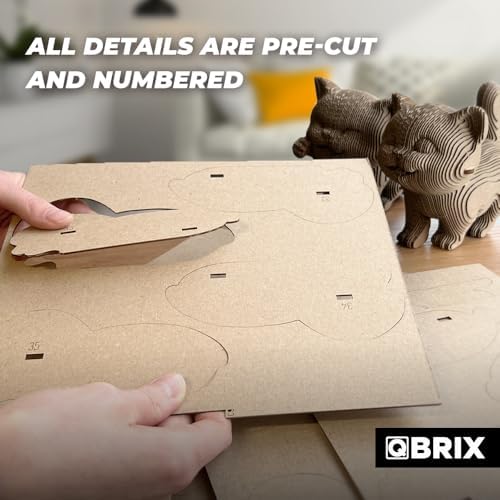 QBRIX Another 3 Cats 3D Puzzles for Adults, 3D Model Kit for Teens, DIY Crafts for Home Decor, Original Gift for Boys&Girls 14+, Cardboard Model Building Kit - Image 5