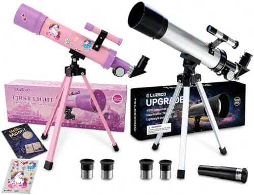 2-Pack Kids Telescopes, Pink Purple & Silver, Ages 6-12 by LUZSCO