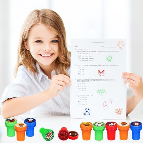 Cinrobiye 24 Pcs Sports Themed Stampers for Kids，Pre-Inked Football Basketball Baseball Soccer Stamps for Birthday Party Favors Classroom Rewards Goodie Bag Fillers Sports Party Supplies - Image 7