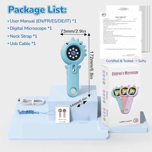 Portable Microscope for Kids & Toddlers, Mini Pocket Handheld Microscope with Photo and Video Function, STEM Educational Science Kit (32GB Card) (Blue) (Blue) - Image 7