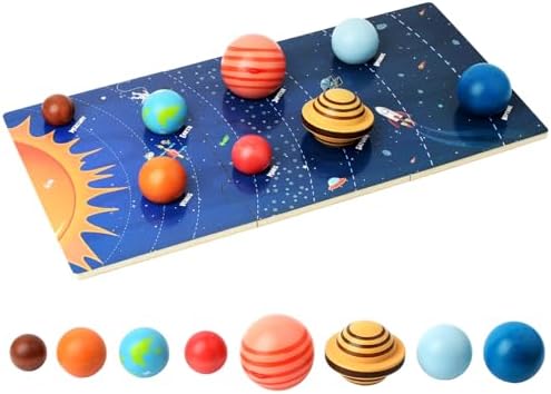 Wooden Solar System Puzzle for Kids Montessori Toys 3D Space Planets Models by XYLOLIN