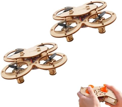 DIY Wooden Drone Assembly Kit, Wooden Drone Building Kit, Remote Control Mini Quadcopters, DIY Assembly Drones with 4-Axis Flight, Creative Building Model for Kids and Adults (2 PCS) by Unknown