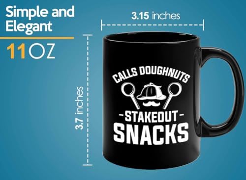 Detective Coffee Mug 11oz Black Stakeout Snacks Quote Police Officer Gift - Image 6