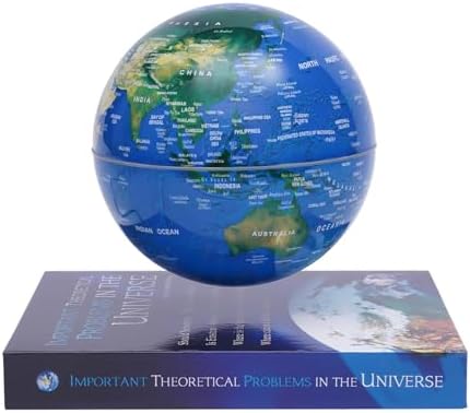 Magnetic Levitation Globe w/Book-Shaped Base, 6 Inch Rotating Geographic Globe with LED Light, Auto Rotation Suspended Floating World Map Night Light for Table Desk Decor Holiday Gift, Dark Blue by Unknown