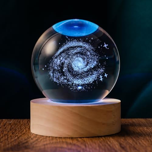 3D Galaxy 60mm Crystal Ball Astronomy Universe Gifts 3D Galaxy Crystal Globe Science Space Themed Physics Gifts Night Light lamp for Kids Men Him Dad Science Teacher by QIANRUNA