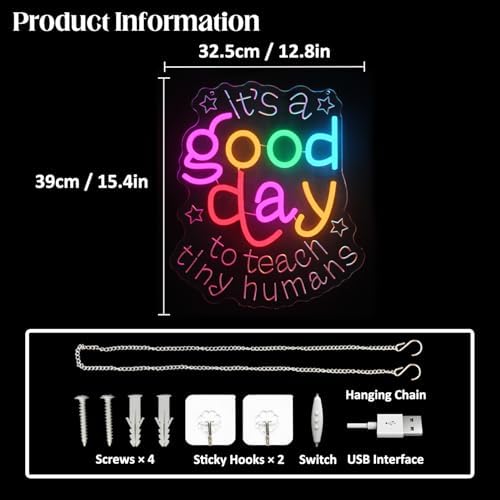 It's a Good Day to Teach Tiny Humans Neon Sign for Classroom School Decor - Image 3