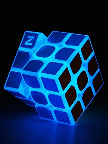 AMAZA 3x3 Fluorescent Speed Cube 3x3x3 Glow in Dark Luminous Speed Cube 3 by 3 Magic Cube Puzzle Toy Brain Teasers IQ Puzzles Game Toys for Children Adults (Blue Luminous) by Unknown