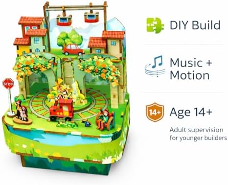 Mountain City Travelogue – 3D Wooden DIY Music Box Kit (14+), Moving Scenic Diorama with Music & Motion, Buildable Gift for Kids (14+), Teens & Adults, Adult Supervision for Younger Builders - Image 6