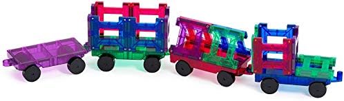 Playmags Magnetic Tiles Train Set, 20 Piece Accessory Set Includes 4 Trains, Stronger Magnets, Building Blocks Add-On, STEM Toys for Kids. - Image 2