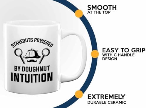 Detective Coffee Mug 11oz White Stakeouts Powered Funny Police Officer Gift - Image 5