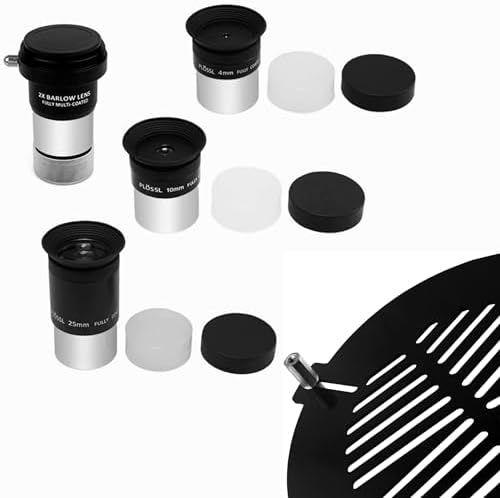 Astromania Bahtinov Mask Focusing Mask for Telescopes - Bundle with - 1.25-Inch Plossl Eyepieces(4mm, 10mm, 25mm) with 2X Barlow by AstromaniaOptics