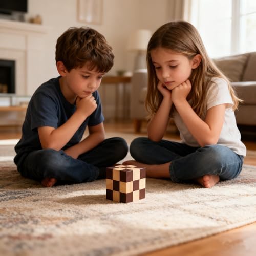 MAGIKON Brain Teaser Cube Puzzle Toy, Square Snake Cube Wooden - Image 4