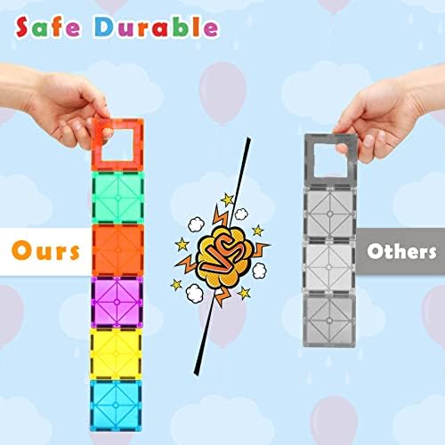 Gemmicc Magnetic Tiles Building Blocks, Magnet Toys for Kids, STEM Approved Educational Toys,3D Magnet Puzzles Stacking Blocks for Boys Girls,63 PCS Classic Set - Image 4