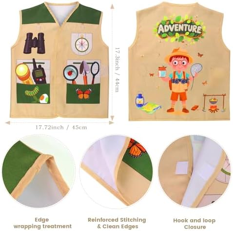 Kyson Kids Explorer Costume and Bug Catcher Kit 22Pcs with Vest,Hat,Net,Tweezers-Safari Camping Adventure Gear for Outdoor Exploration Ages 3-8 Boys Girls (Khaki) - Image 2