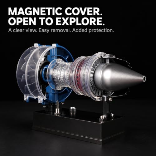 DM122 Mini Metal Turbofan Engine Model Kit that Works, 170+ Parts 1:20 Scale 4.41”H x 7”L x 3”W All-Metal Jet Engine Model with Transparent Cover, STEM Educational Assembly Kit, Desk Decoration Gift - Image 6