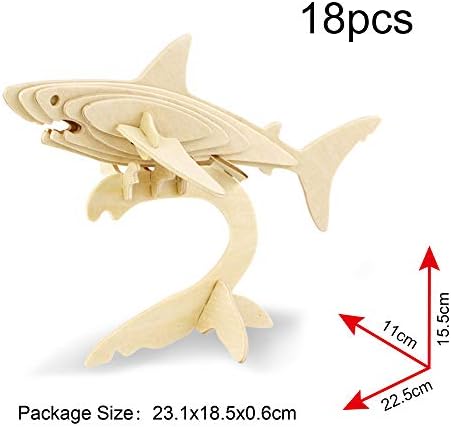 Georgie Porgy 3D Wooden Puzzles for Kids Toys Construction Woodcraft Kits DIY Model Puzzle Kits Birthday Gifts Pack of 3 (Bee Shark Sea Turtle) - Image 3