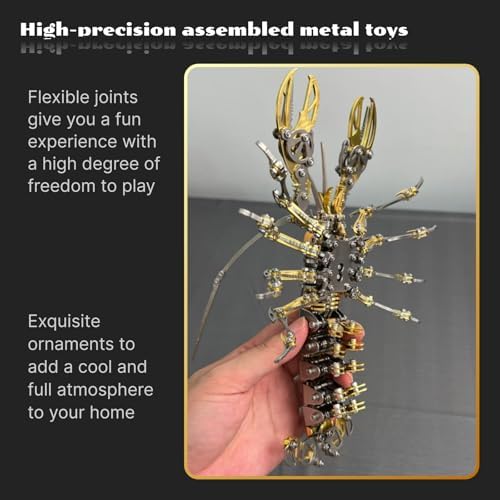 3D Metal Puzzle for Adults,DIY Mechanical Animal Lobster,Metal Model Kits,Gift for a man and boy,Purzolnx Toy (Gold) - Image 5