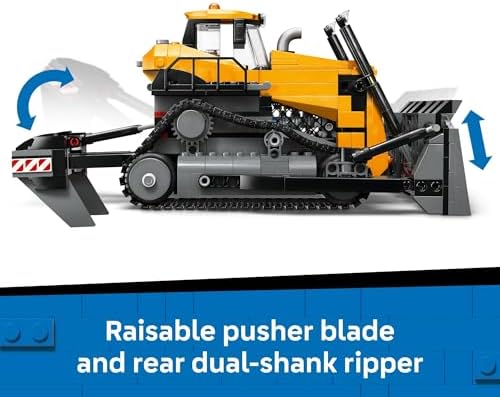 LEGO City Yellow Bulldozer Construction Site Building Toy for Kids, Ages 8+ - Pretend Play Set & Construction-Themed Building Blocks W/Toy Bulldozer Idea for Boys & Girls - 60466 - Image 4