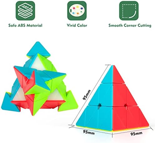 Stickerless Pyraminx Speed Cube with Stand & Guide for Kids & Adults - Image 2