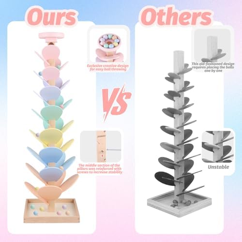 Wooden Marble Run Ball Drop Montessori Toy for 4-8 Boys Girls (Height: 28") - Image 6