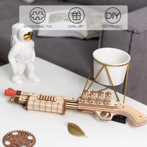 ROKR 3D Wooden Puzzles Model Kit Toy Gift Mechanical Model Brain Teaser for Adults to Build Gift for Friends and Family (Shotgun Toy) - Image 2