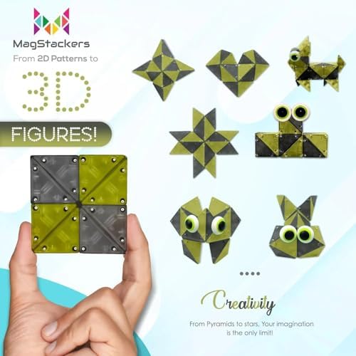 MagStackers Magnet Fidgets for Kids - 22 Pc Magnetic Tiles Toy Building Set with Tetrahedron and Tripyramidal Magnet Blocks for 5+ Years - Reduce Fidgeting and Create 1000+ Fun Creatures and Designs - Image 2