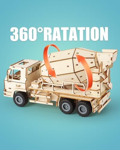 3D Wooden Puzzles Cement Mixer Truck for Adults to Build - Image 3