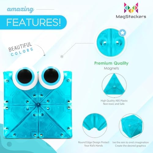 MagStackers Magnet Fidgets for Kids - 22 Pc Magnetic Tiles Toy Building Set with Tetrahedron and Tripyramidal Magnet Blocks for 5+ Years - Reduce Fidgeting and Create 1000+ Fun Creatures and Designs - Image 4