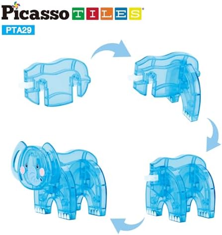 PicassoTiles Magnet Tile Animal Friends Action Figure Playset Mix or Match Figurine Wildlife Character Toy STEM Learning Construction Building Magnetic Tiles Educational Pretend Play Kit Ages 3+ PTA29 - Image 6