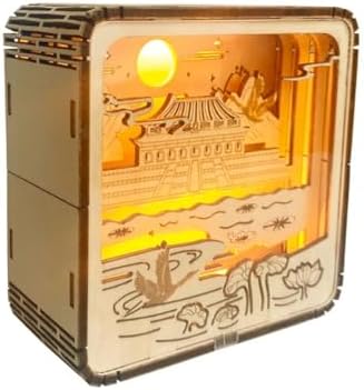 Wooden Carved Night Light 3D Three-Dimensional Puzzle Wooden Craft Decoration, Moonlit Landmark of The Forbidden City, Cultural and Creative Gifts by Unknown