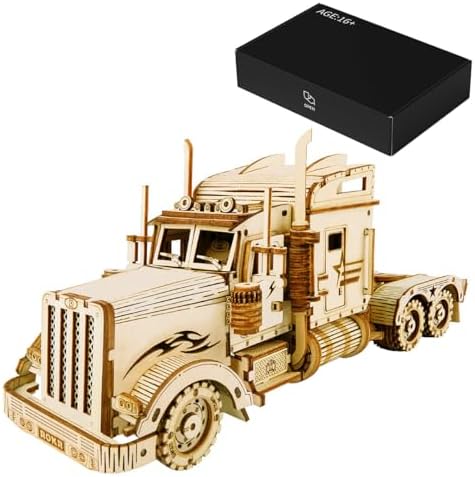 3D Wooden Truck Puzzle Kit, Heavy Duty Vintage Vehicle Model with Glue Free Assembly Mechanical Design, DIY Engineering Hobby Display for Adults Gift 286PCS by Mrtybxkety