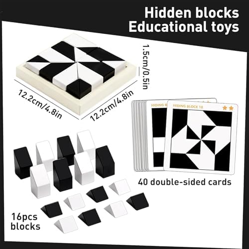 Puzzle Blocks for Kids,Education Puzzle Toy with Storage Tray,Brain Teaser with Challenges Cards 3D Logic & Spatial Thinking Tabletop Toy for Boys Girls - Image 2