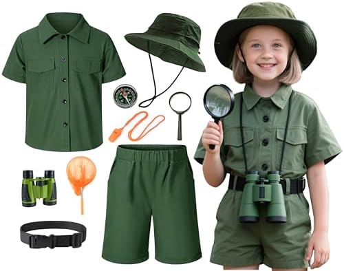 KAIPUTE Kids Explorer Adventurer Costume Boys Girls Safari Camping Trailblazer Jungle Seeker Outdoor Kit 3-13 Years by KAIPUTE