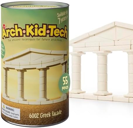Taksa Toys Ancient Greek Facade Stem Toys Unique Educational Stackable Building Blocks, for Kids Ages 7 8 9 10+ Years Old, Indoor Architectural Kit Learning Games, Montessori Toys for Children, 55 Pcs by TaksaToys