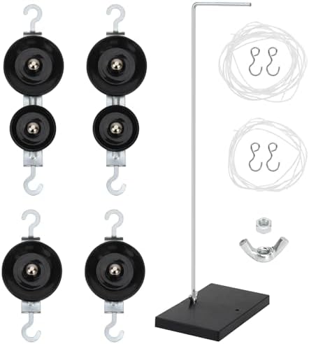 Pulley System Kit for Classroom Physics Experiments, Metal Pulley Block with Holder and Rope, Mechanical Advantage Teaching Tool, Durable Lab Equipment for Science Projects & Mechanics Education by Unknown