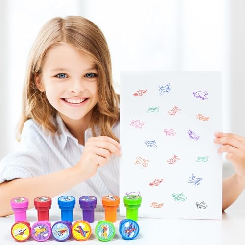 Cinrobiye 24 Pcs Airplane Stampers Party Favor Set, Cute Aviation Theme Stamps for Kids Birthday Party, Classroom Rewards, Carnival Prizes, Goody Bag Fillers, Travel & Sky Adventure Party Supplies - Image 5