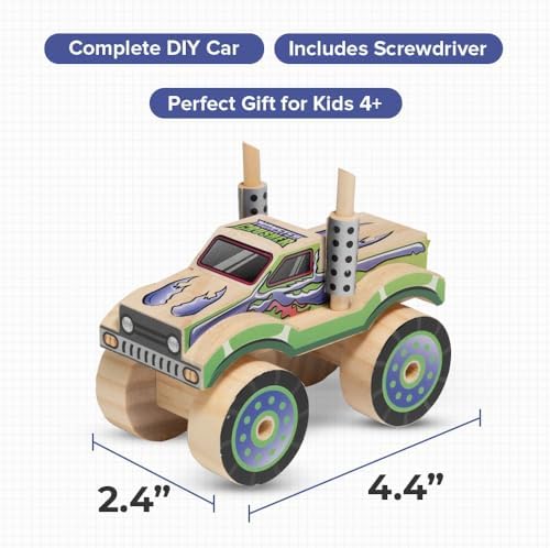 Little Jupiter DIY Wooden Kits w/Stickers - Kids Building Kit - Stem Toys for Ages 4-7 - Wood Crafts for Kids - Woodworking Kits (Monster Truck 2) - Image 5
