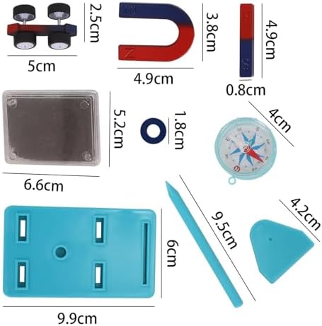 Magnetic Science Learning Kit Physics Lab Equipment Bar Ring Horseshoe U-Shaped Magnets Iron Powder Box Levitation Experiment Tool for Students Teens Classroom Labs - Image 2