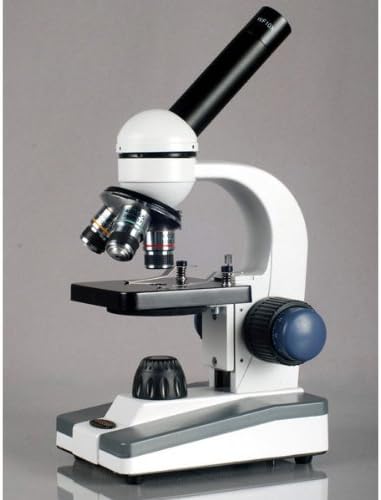 AmScope M150 Series Portable Monocular Student Compound Microscope - 40X-1000X Magnification - Comes with 50 Blank Slides, 100 Cover Slips & More