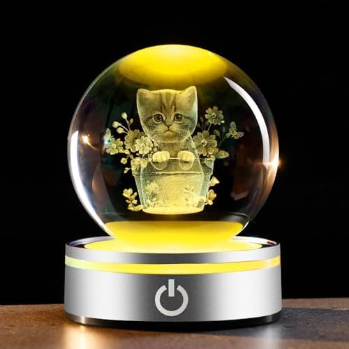 IFOLAINA Cat Themed Gifts for Women 3D Crystal Ball for Her Mom Girls by IFOLAINA