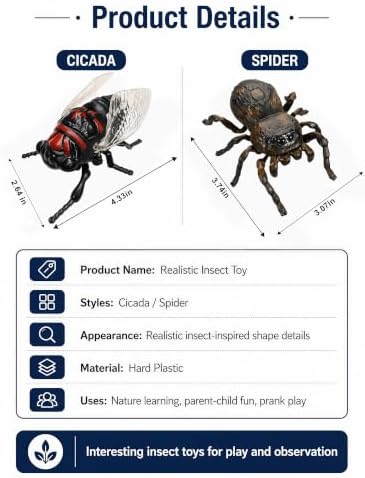 2-Pack Wind-Up Beetle Toy, Movable Head & Tail Bug(Summer Cicada+Spider) - Image 3