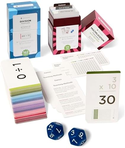 Think Tank Scholar 335 Multiplication & Division Flash Cards (Award Winning) 1 Fact Per Card with Visual Aids – All Facts 0–12 + Dice, Games & Charts – Grades 2–6, Homeschool & Classroom Learning by ThinkTankScholar