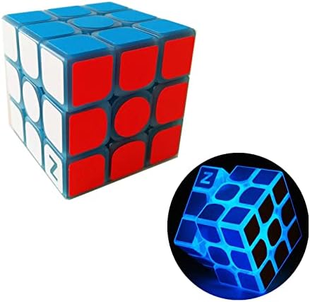 AMAZA 3x3 Fluorescent Speed Cube 3x3x3 Glow in Dark Luminous Speed Cube 3 by 3 Magic Cube Puzzle Toy Brain Teasers IQ Puzzles Game Toys for Children Adults (Blue Luminous) - Image 4