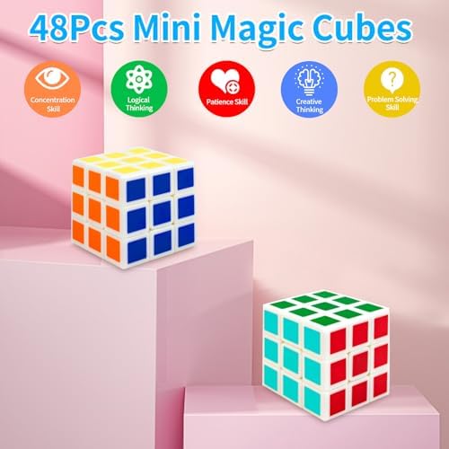48 Pack Mini Cube Party Favors for Kids 1.18in Brain Teaser Puzzle Box Toys - Image 4
