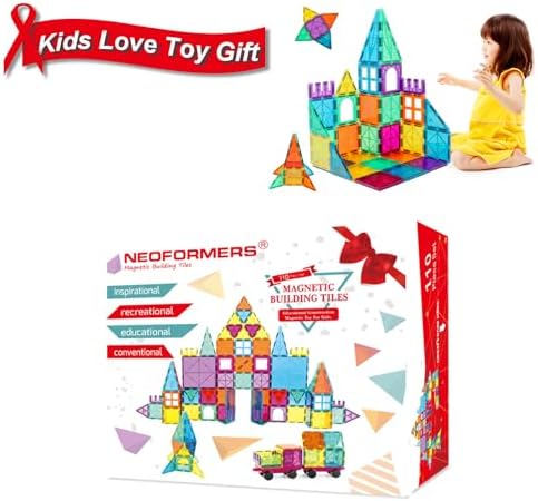 Magnetic Tiles Car Set Truck Kit Toy with Stronger Magnets, Educational Magnet Cars with Re-Enforced Hitch and Long Bed for Girls Boys Toddler Ages 3+ (110 PCS Set) - Image 4