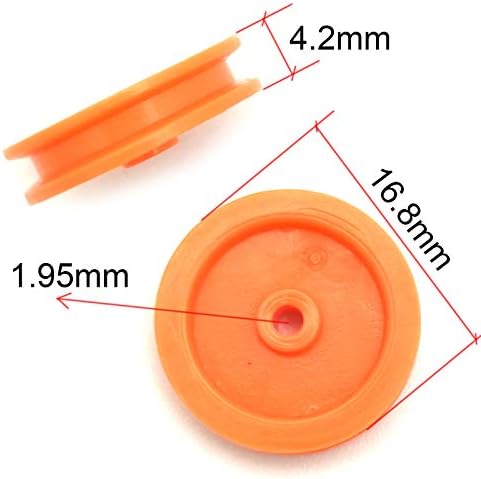 EUDAX 100 Pcs 2mm Hole Orange Plastic Belt Pulley for DIY RC Toy Car Airplane - Image 2