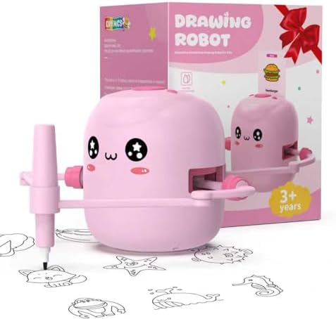 Drawing Robot for Kids, Voice Interactive Educational Drawing Robot, Montessori Painting Learning Toys with 150 Cards, Christmas Birthday Party Gift for 3 4 5 6 7 8 Years Old Girls Boys by ERYMCS